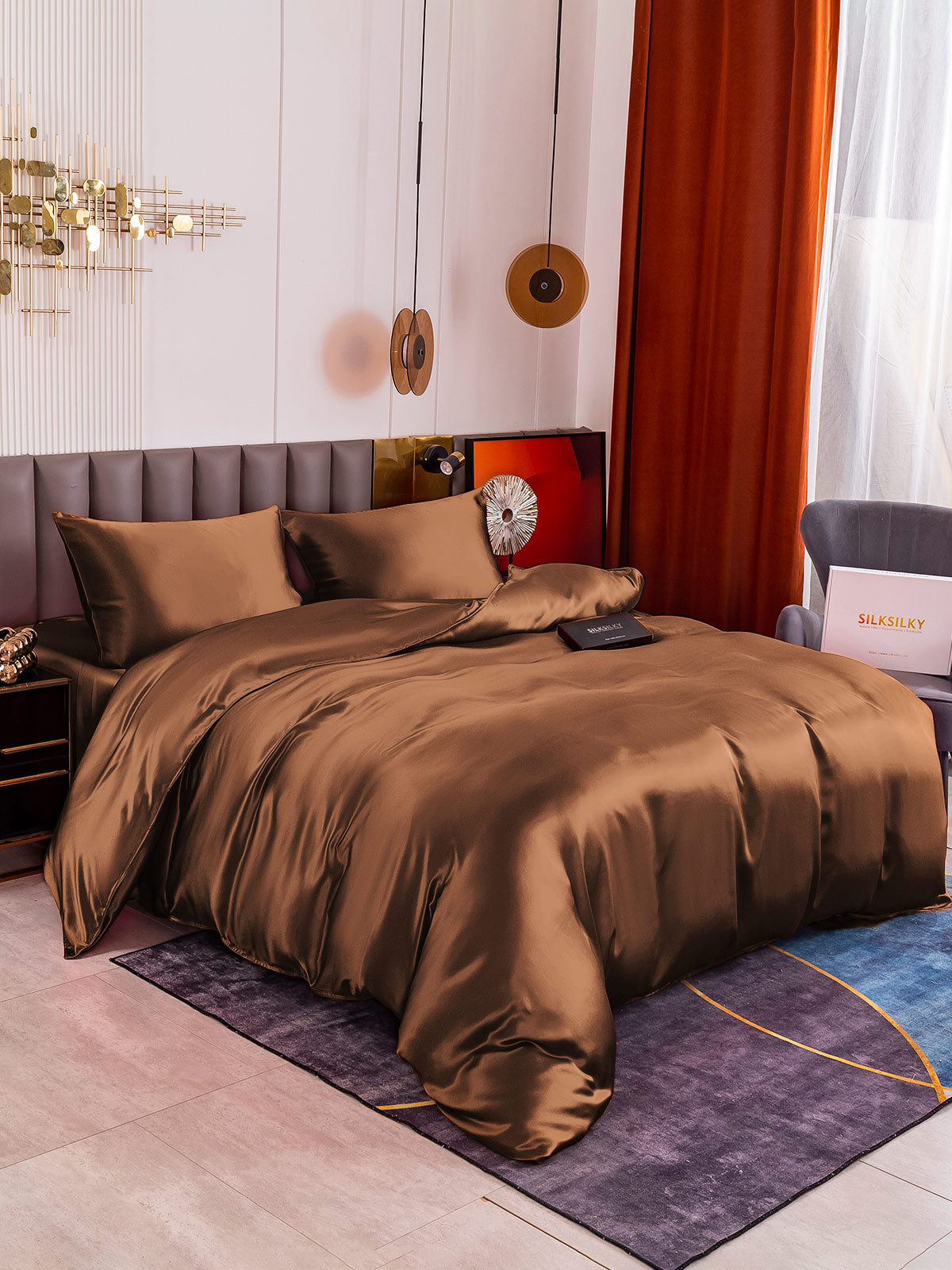 [Kahvi] SilkSilky-FI 19Momme Bedding Set 002