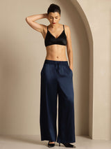 [Tummansininen] SilkSilky-FI 19Momme Womens Pants 007