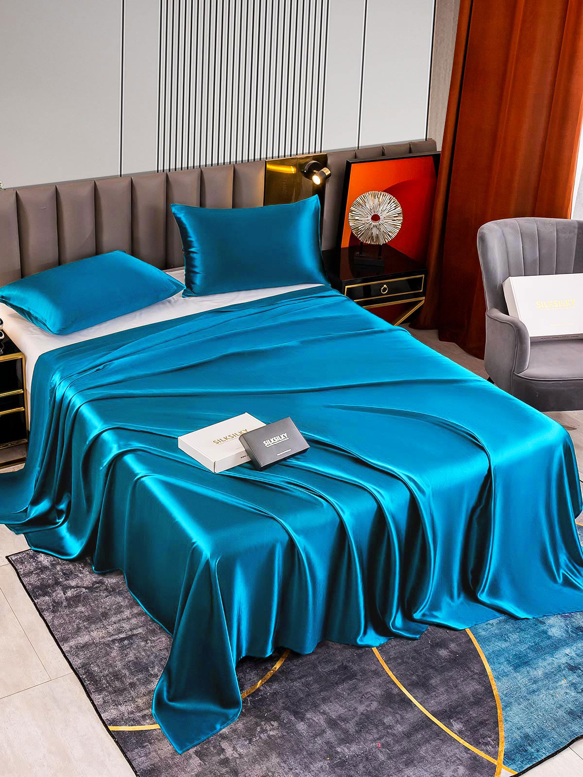 [Sinivihreä] SilkSilky-FI 22Momme Bedding Set 002