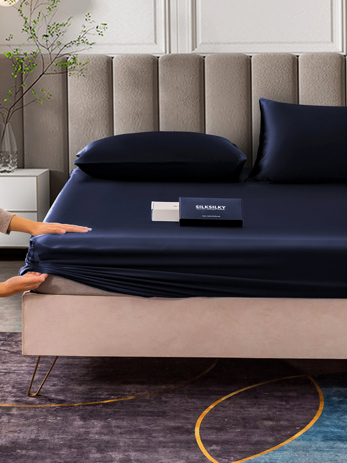 [Tummansininen] SilkSilky-FI 25Momme Bedding Set 006
