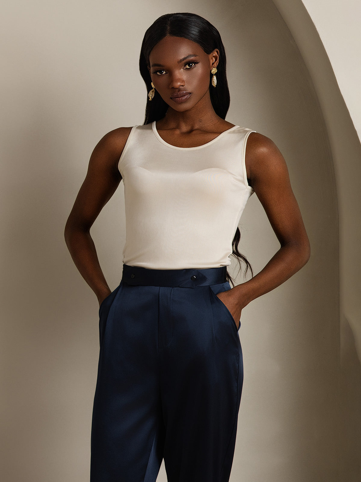 [Beige] SilkSilky-FI Womens T-Shirt 001