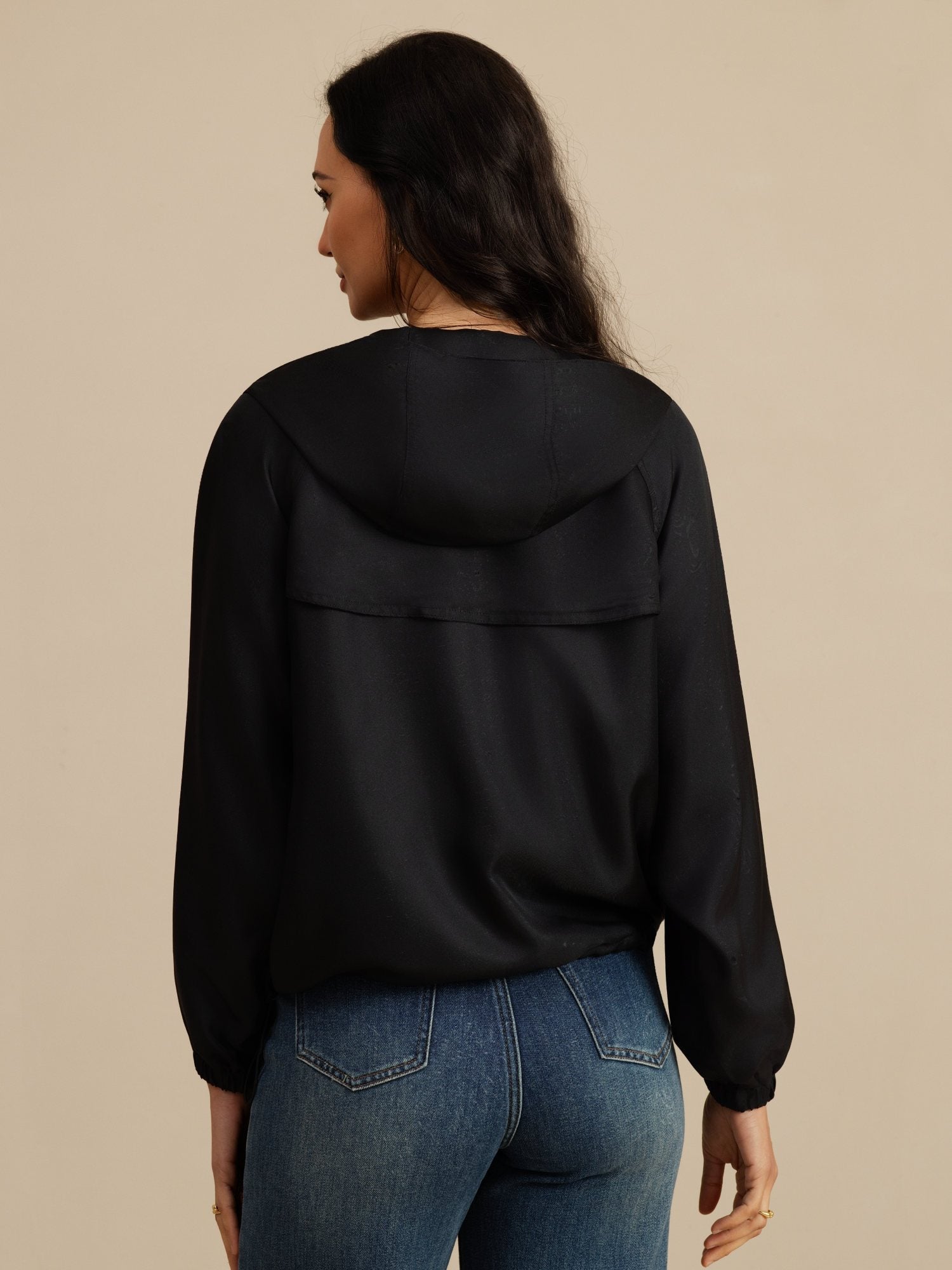 [Musta] SilkSilky-FI Pitkähihainen Korkea Kaulus Naisten Päällysvaatteet 002