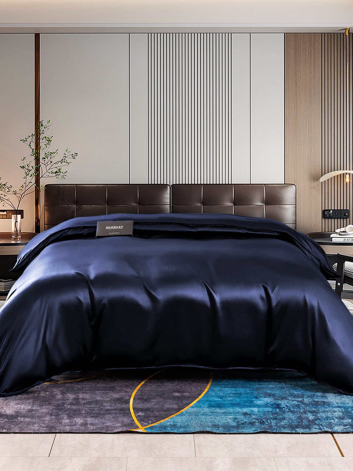 [Tummansininen] SilkSilky-FI 22Momme Duvet Cover 001