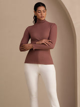[Kamee Ruusu] SilkSilky-FI Long Sleeve Turtle Neck Naisten T-paita 005