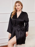 SilkSilky-FI Plus Size Womens Robe Musta 003