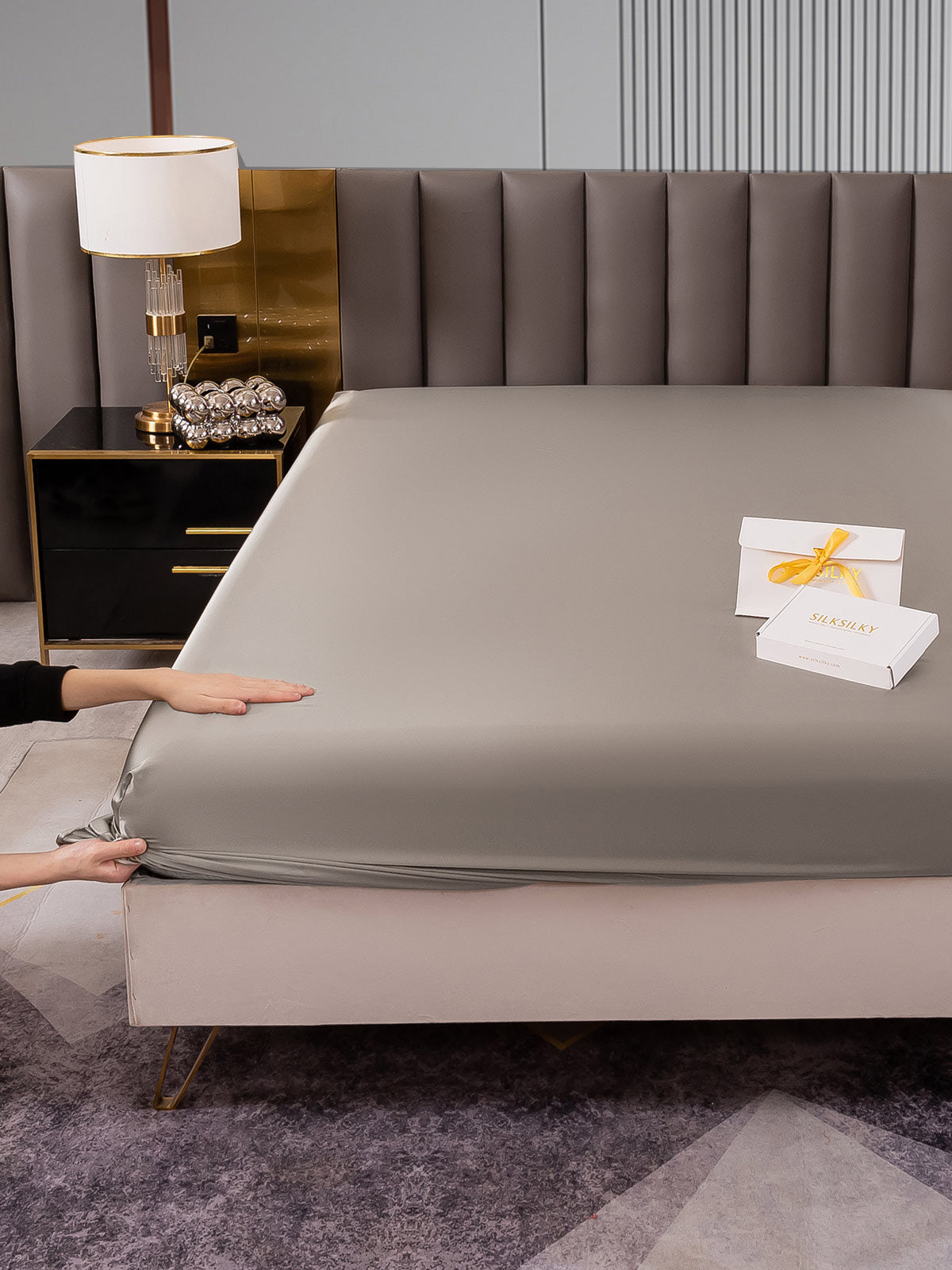 [Harmaa] SilkSilky-FI 22Momme Pure Silk Sheet 005