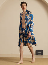 [Navy Lohikäärme] SilkSilky-FI Long Sleeve Miesten Pyjamat 003