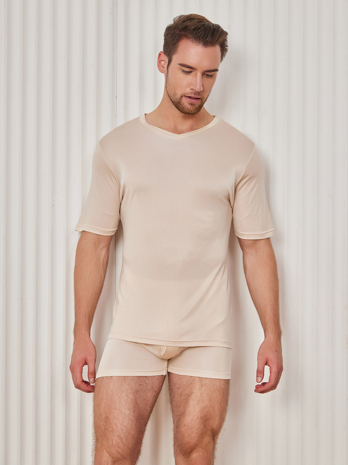 SilkSilky-FI Mens T-Shirt Beige 001