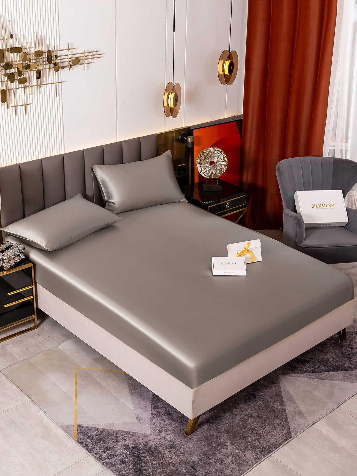 [Harmaa] SilkSilky-FI 19Momme Bedding Set 001