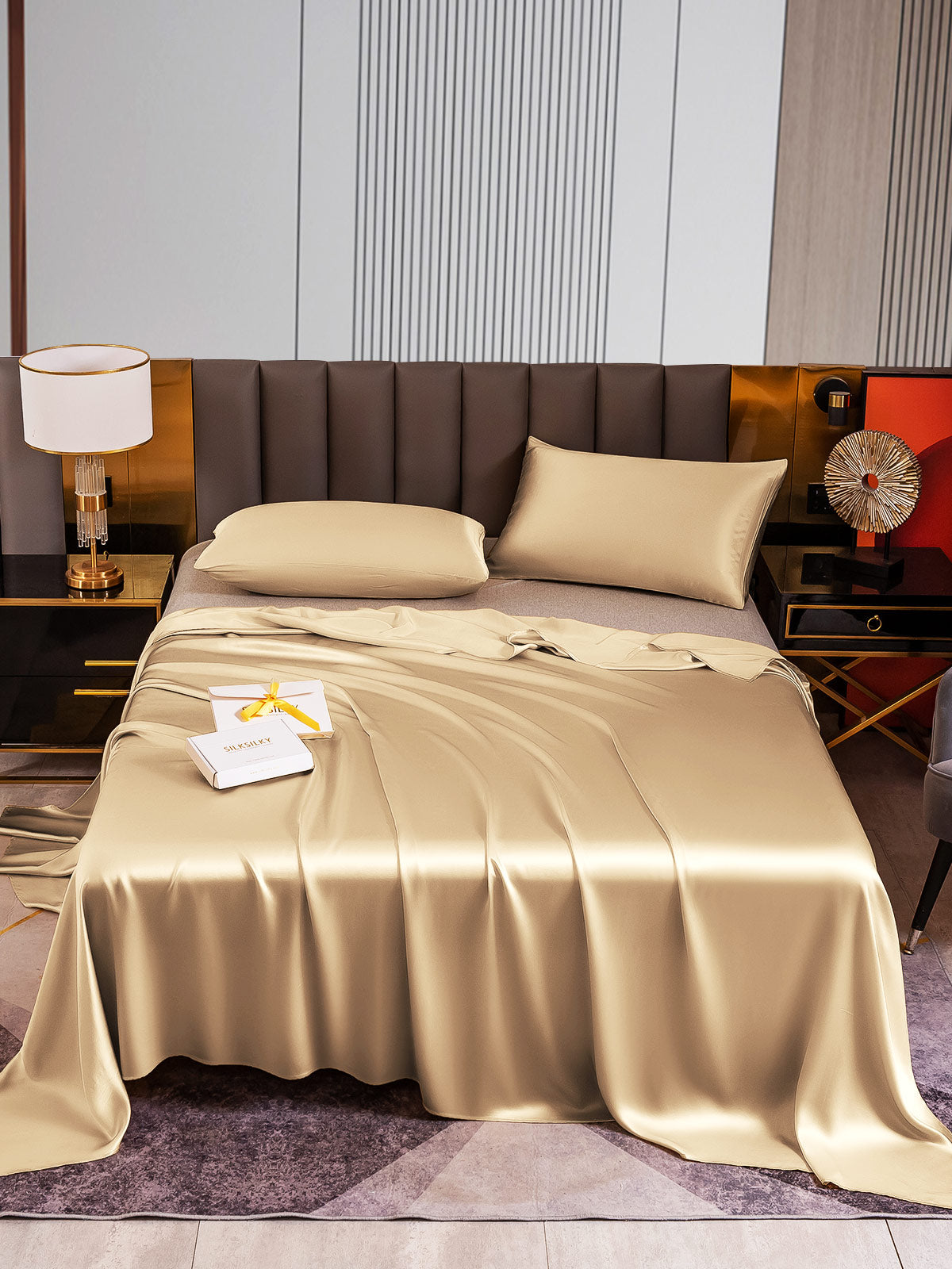 [Beige] SilkSilky-FI 22Momme Bedding Set 001
