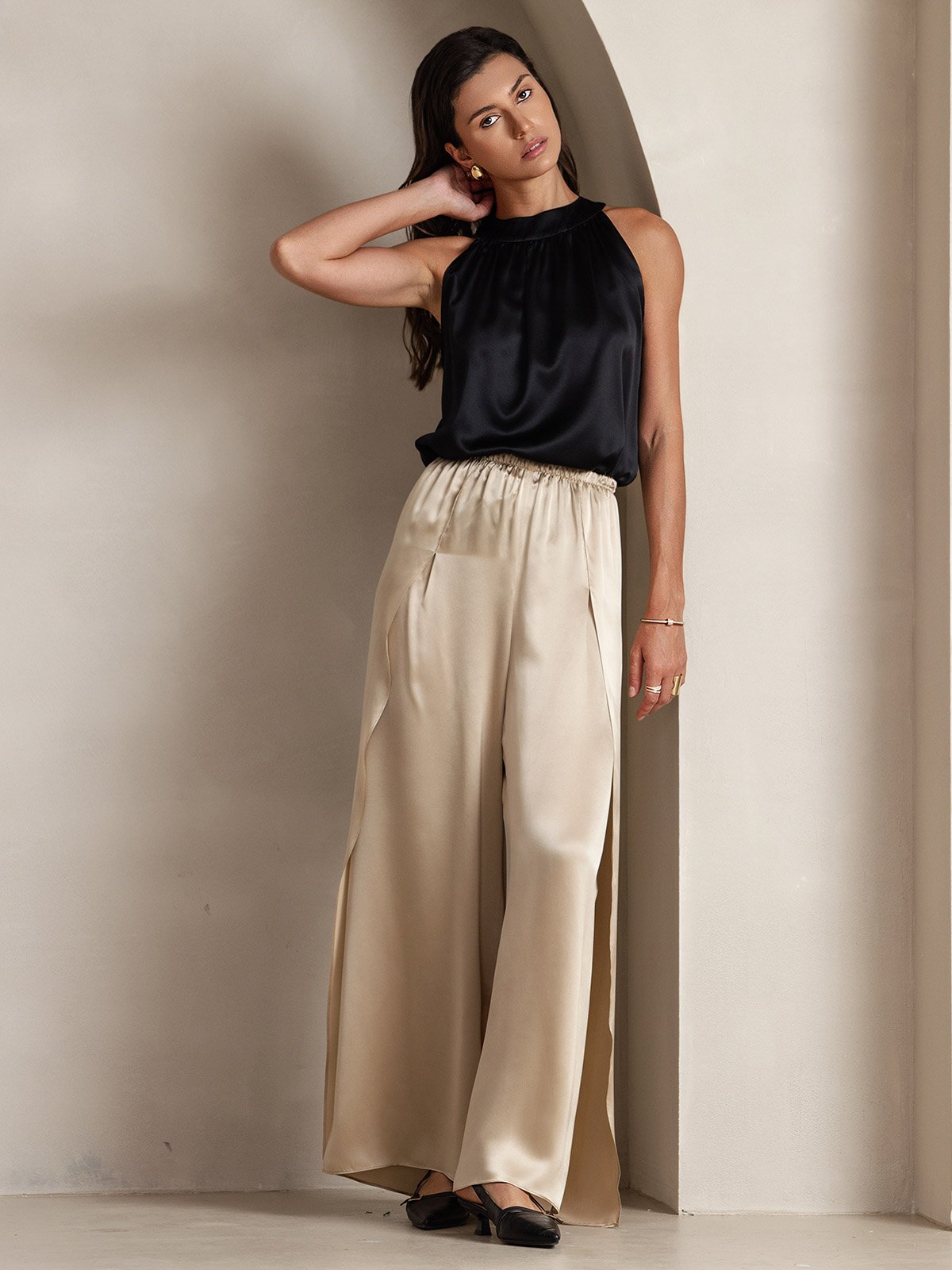 [Musta] SilkSilky-FI 19Momme Womens T-Shirt 005