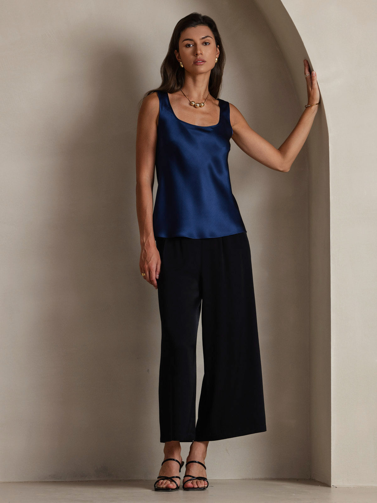 [Tummansininen] SilkSilky-FI 19Momme Camisoles 006