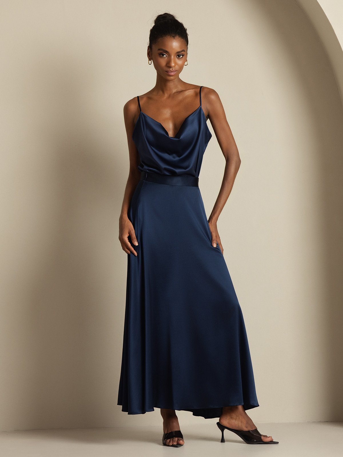 [Tummansininen] SilkSilky-FI 19Momme Womens Outfit Sets 003,