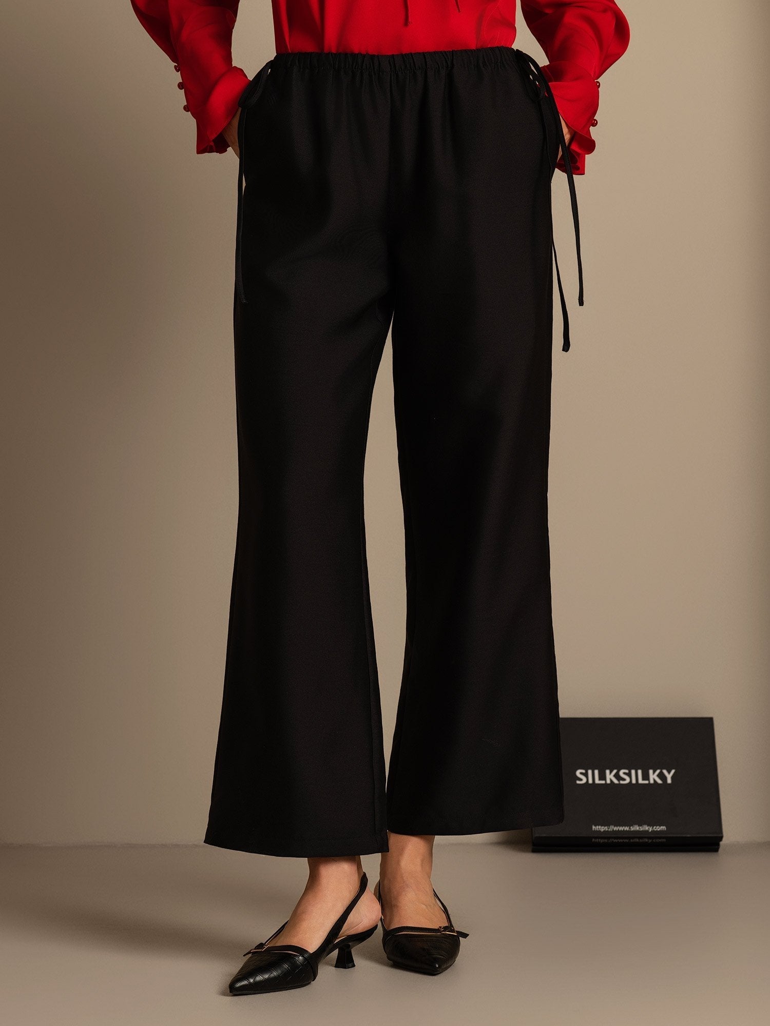 [Musta] SilkSilky-FI 32Momme Silk-Wool Blend Womens Pants 001,