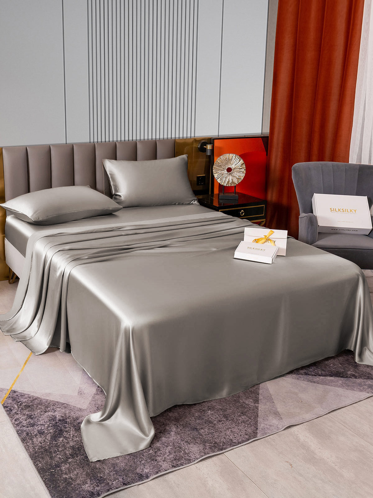 [Harmaa] SilkSilky-FI 22Momme Bedding Set 005