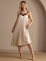 [Riisibeige] SilkSilky-FI Spaghetti Strap V Neck Yöpaita 004