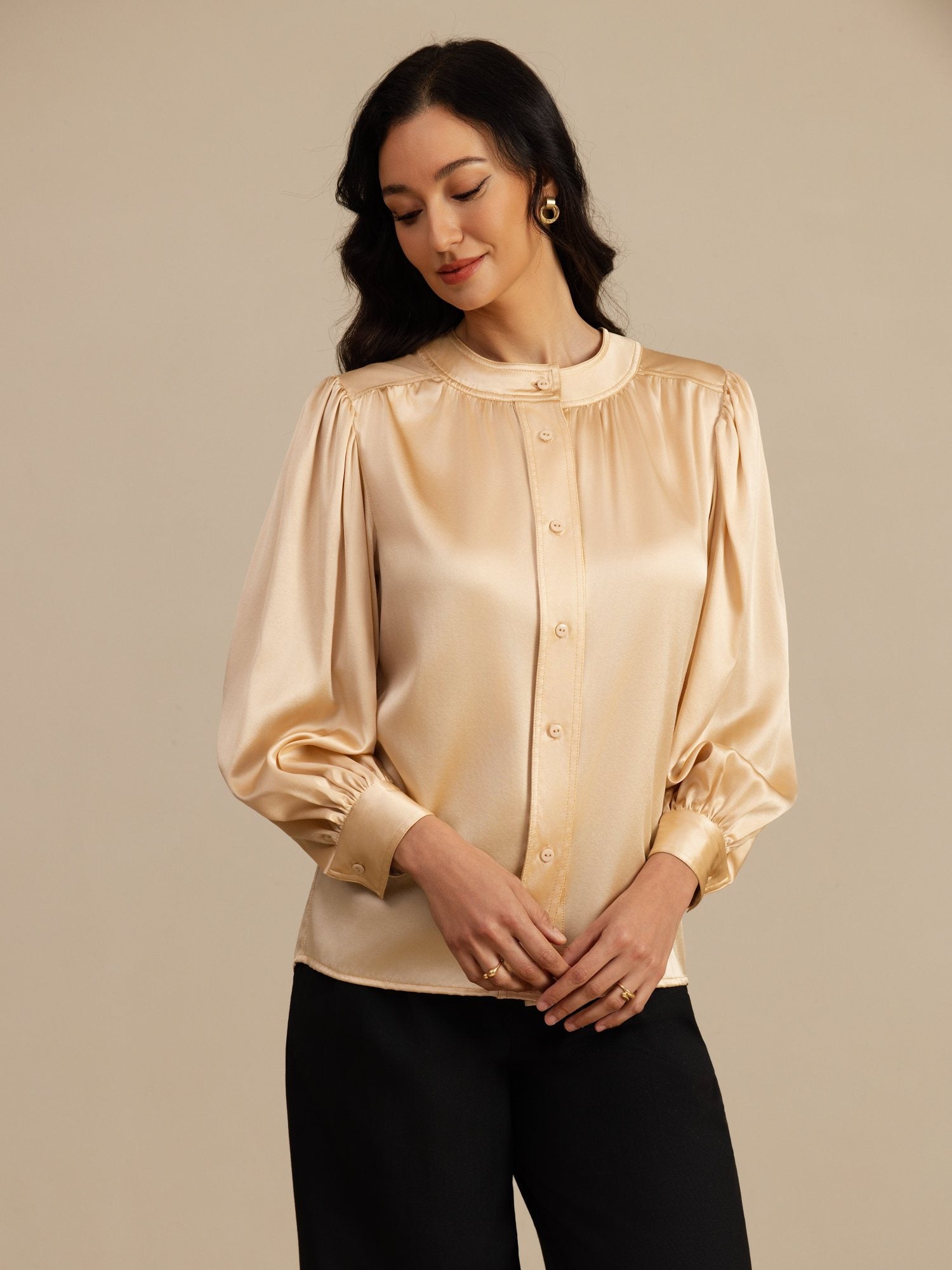 [Samppanja] SilkSilky-FI 19Momme Long Sleeve Round Neck Pusero 001