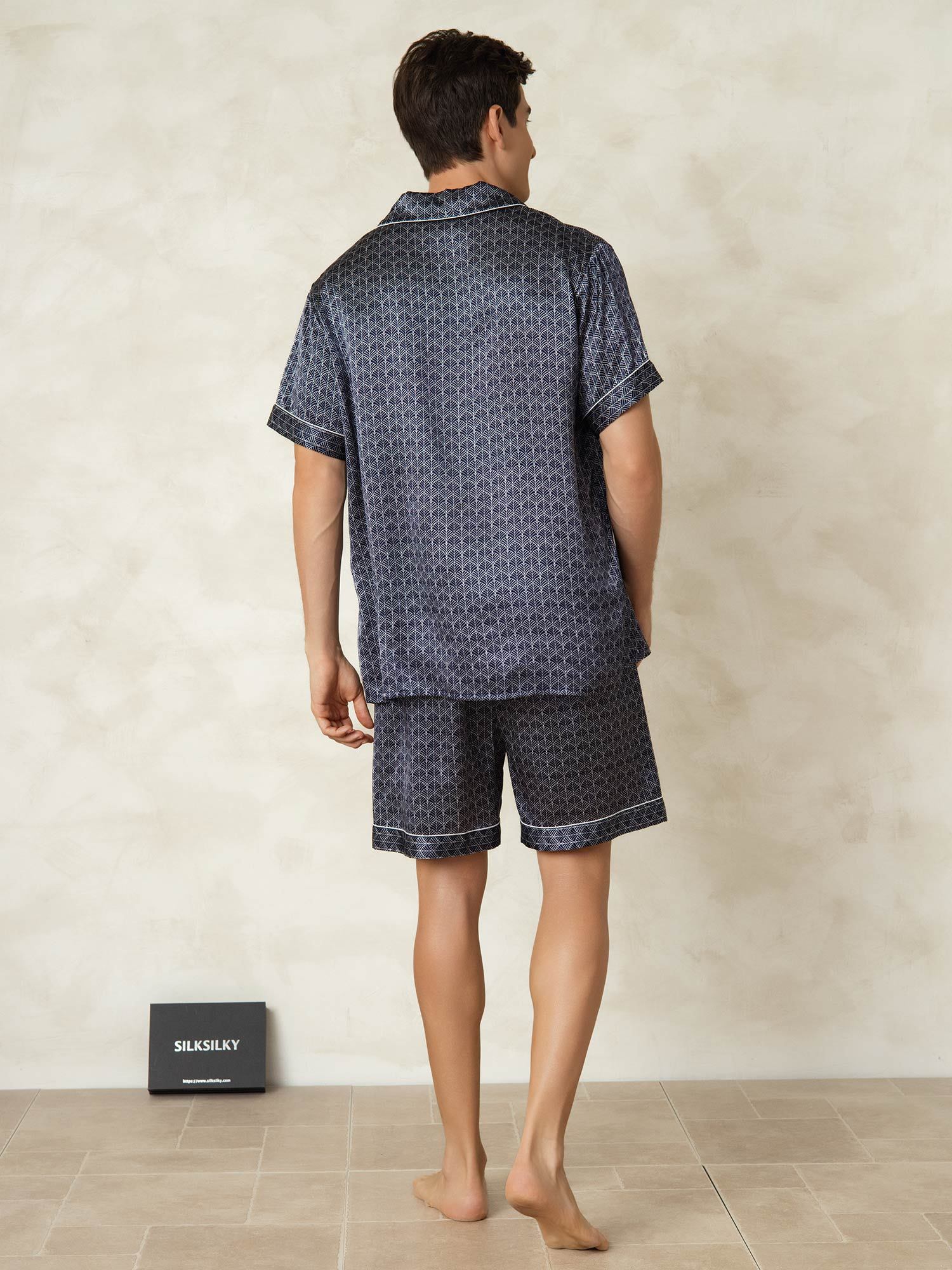 [LaivastoGinkgo] SilkSilky-FI Lapel Collar Miesten Pyjamat 002
