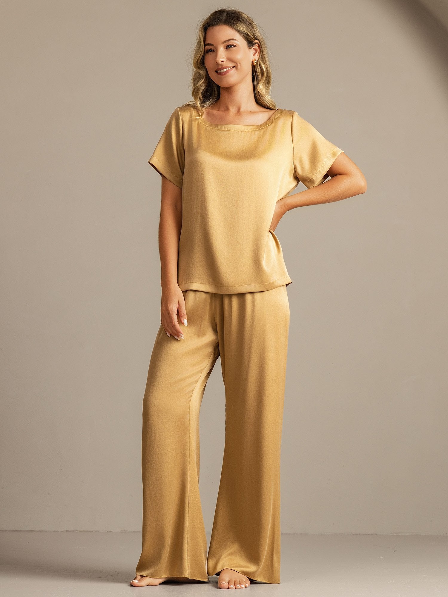 [Tan] SilkSilky-FI 19Momme Womens Pajamas 003