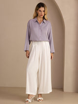 [Violetti] SilkSilky-FI Long Sleeve Lapel Collar Pusero 007