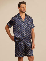[Laivasto Ketju] SilkSilky-FI Short Sleeve Notkokaulus Miesten Pyjamat 001