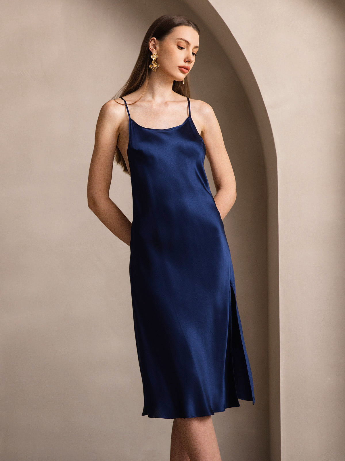 [Tummansininen] SilkSilky-FI Dress 001