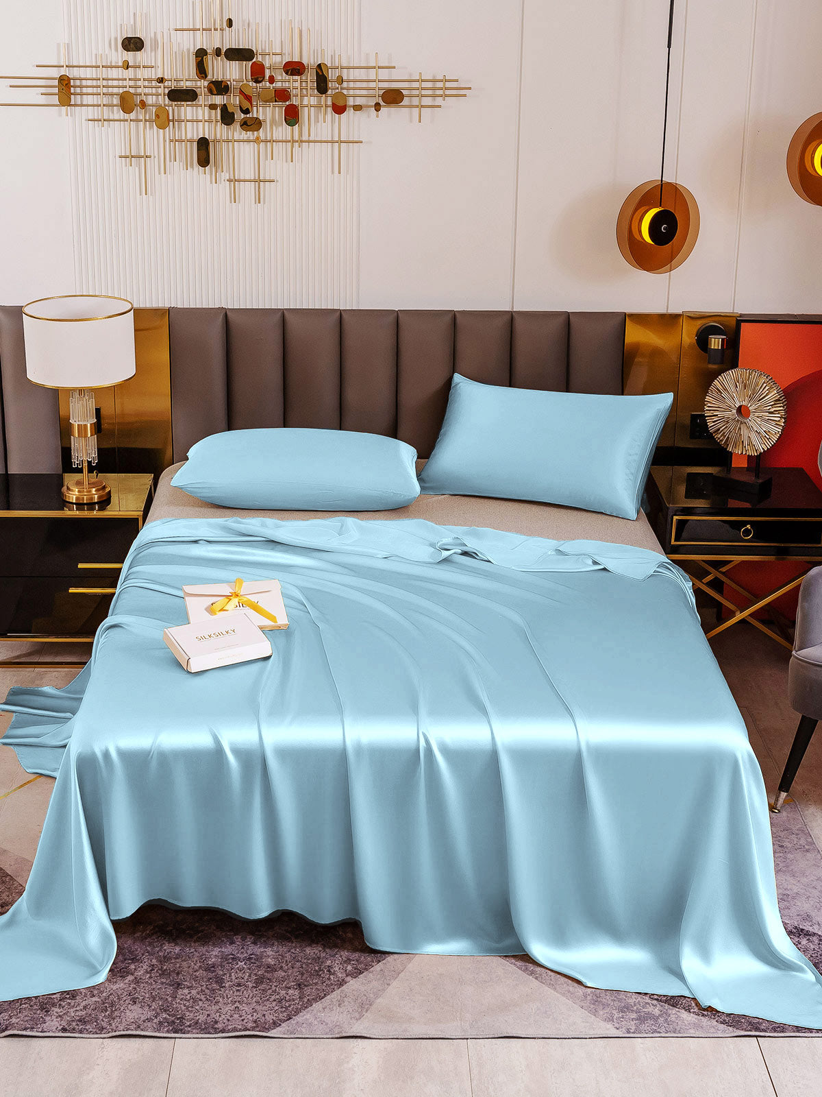 [Vaaleansininen] SilkSilky-FI 19Momme Bedding Set 002
