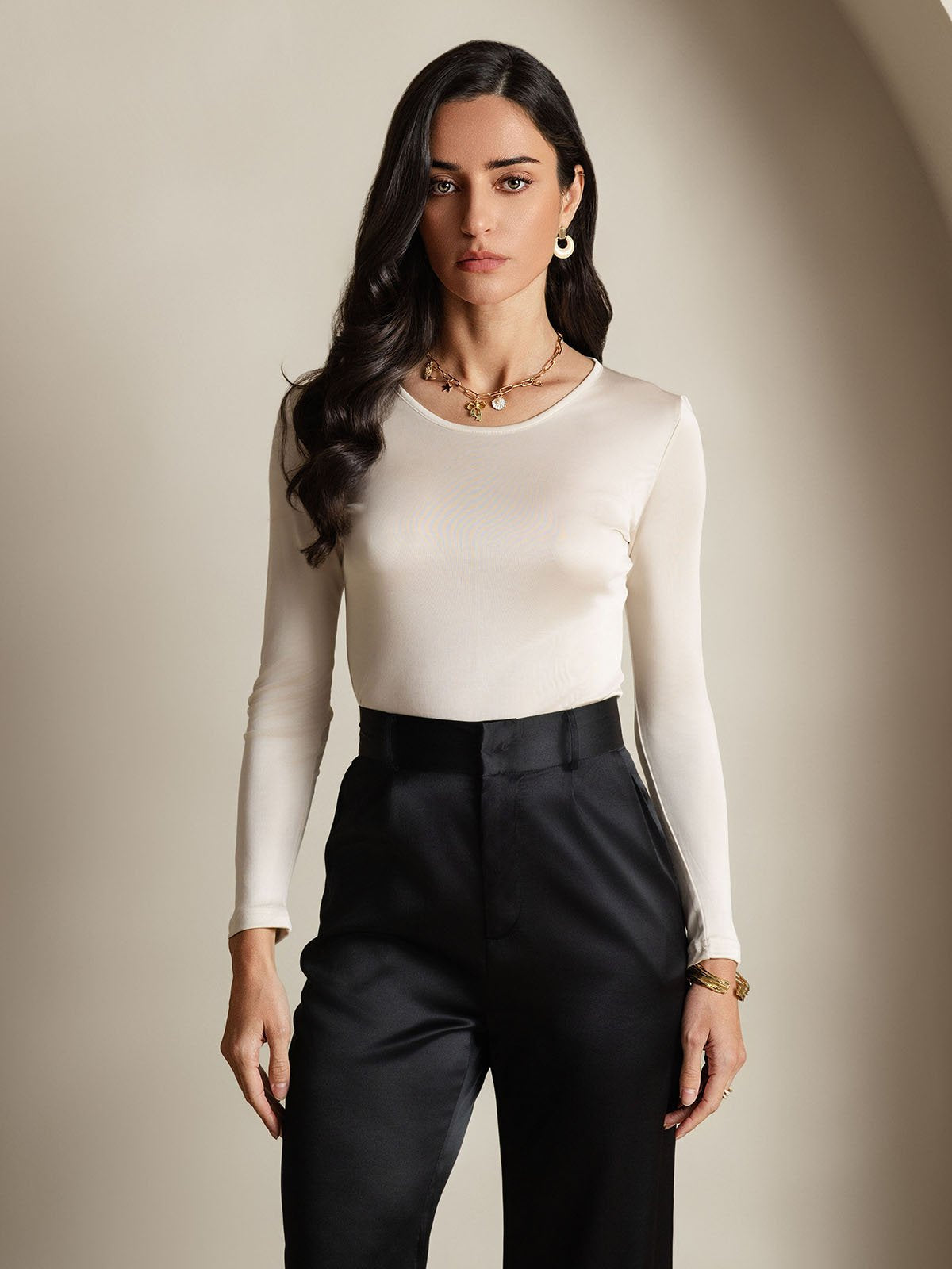 [Beige] SilkSilky-FI Womens T-Shirt 001