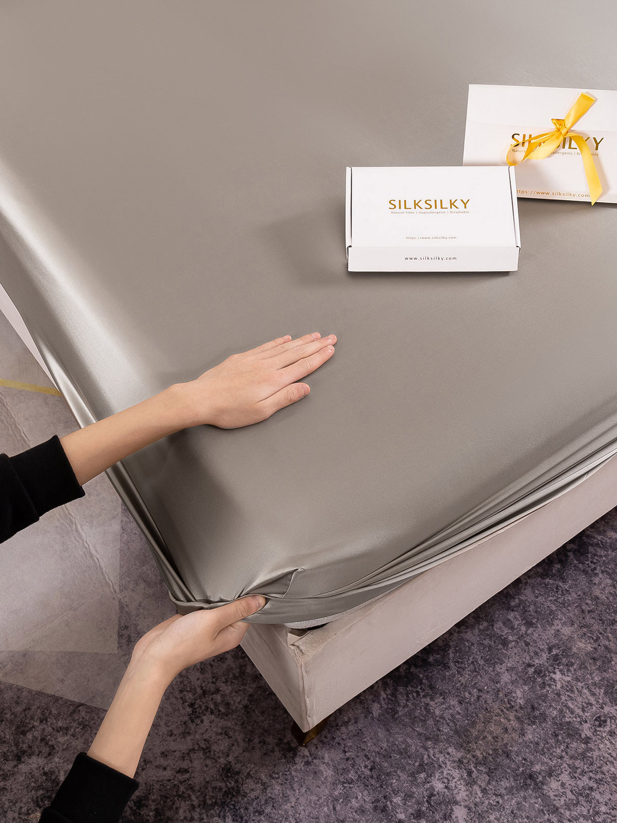 [Harmaa] SilkSilky-FI 22Momme Bedding Set 003