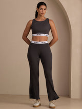 [Harmaa] SilkSilky-FI Sleeveless Crew Neck Women's Outfit Sets 004