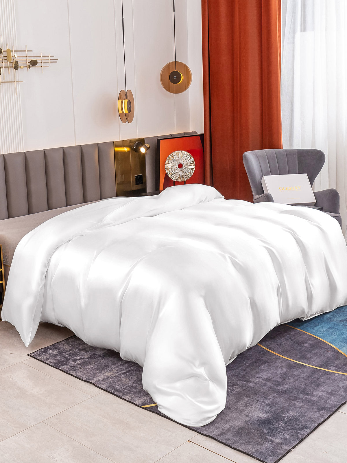 [Valkoinen] SilkSilky-FI 19Momme Duvet Cover 001
