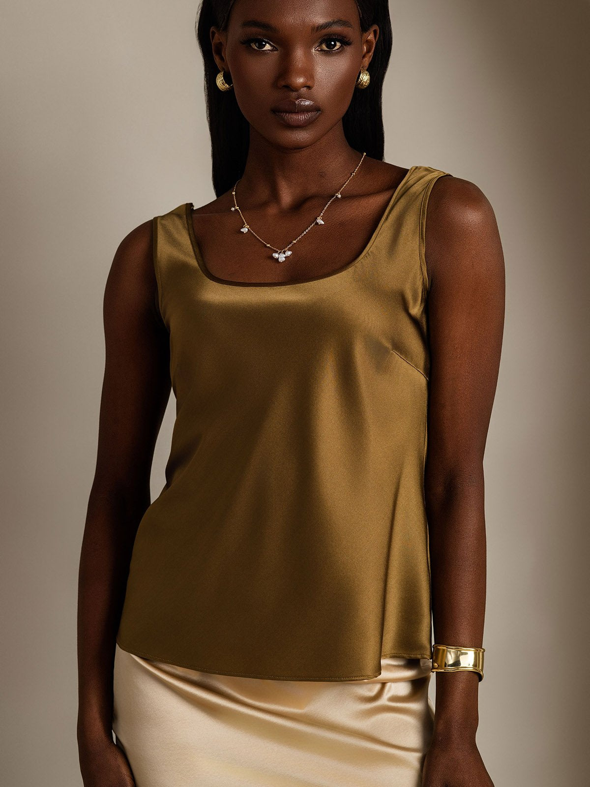 [Ruskea] SilkSilky-FI 19Momme Camisoles 004