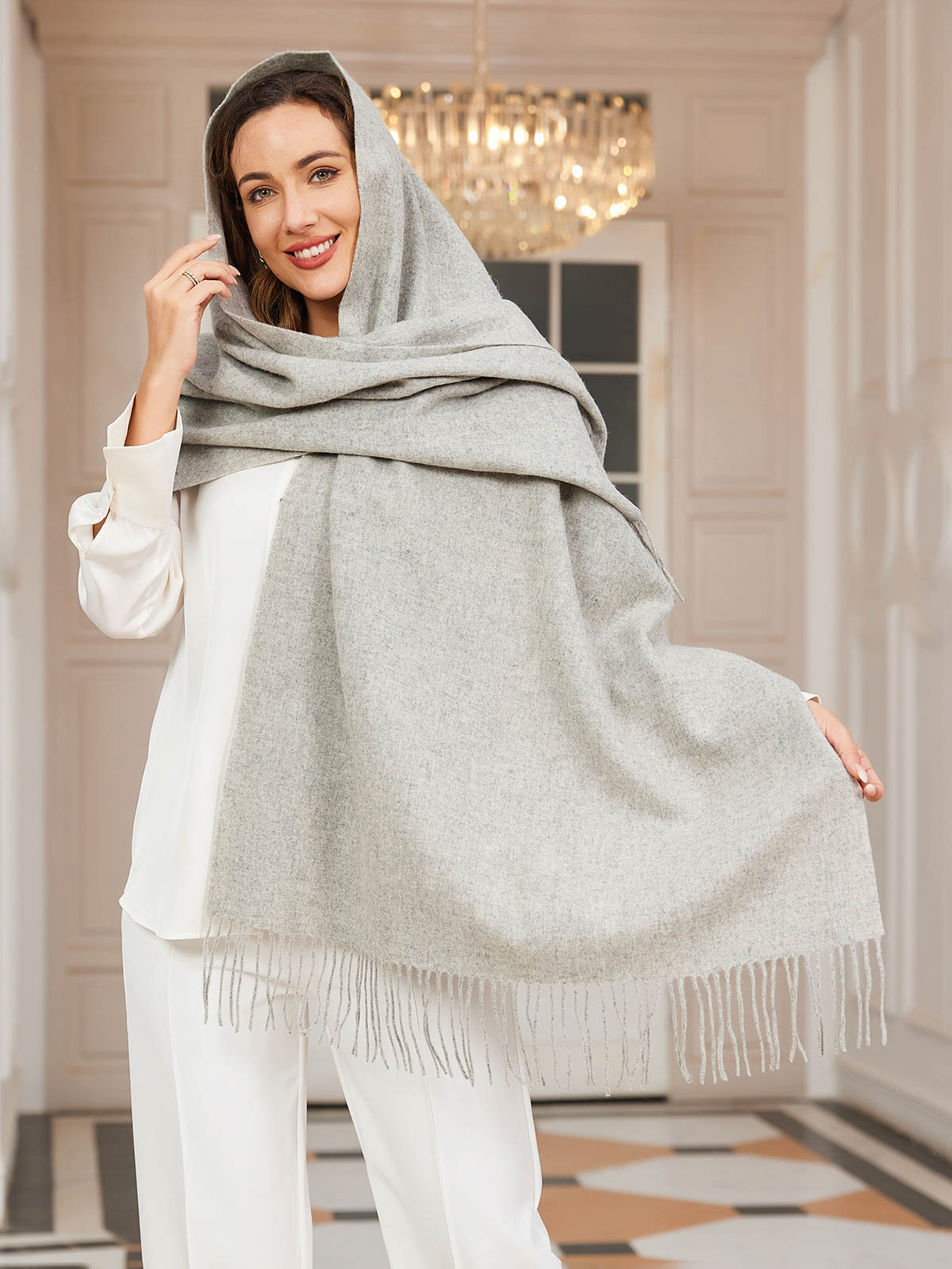 [Vaalean Harmaa] SilkSilky-FI Scarf 001