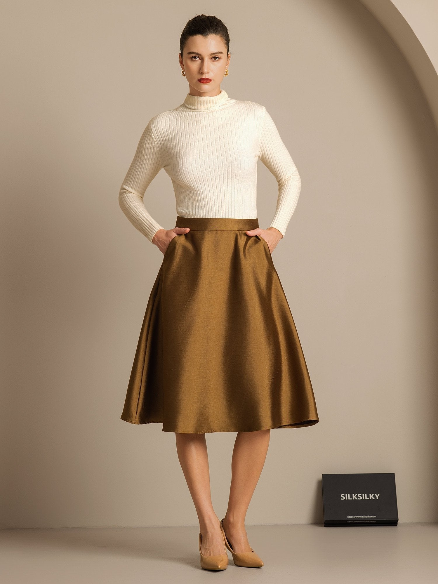 [Pronssi] SilkSilky-FI 32Momme Silk-Wool Blend Skirt 008,