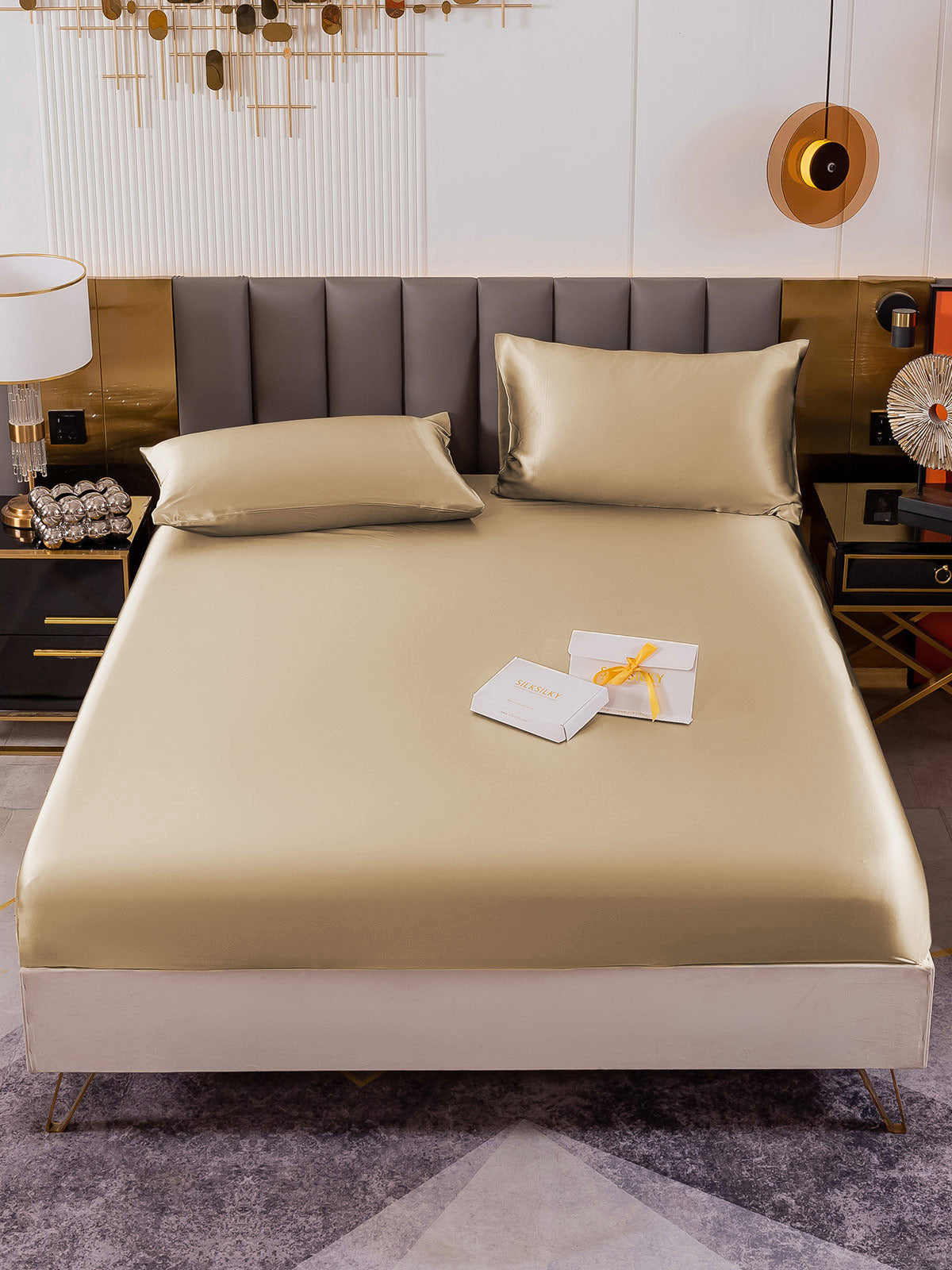 [Beige] SilkSilky-FI 19Momme Bedding Set 002