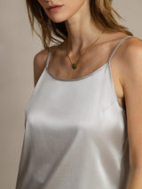 [Hopea] SilkSilky-FI 19Momme Spagettihihna Syvä Pyöreä Pääntie Camisole Top 005