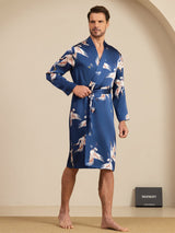 [Tummansininen] SilkSilky-FI 19Momme Mens Robe 005