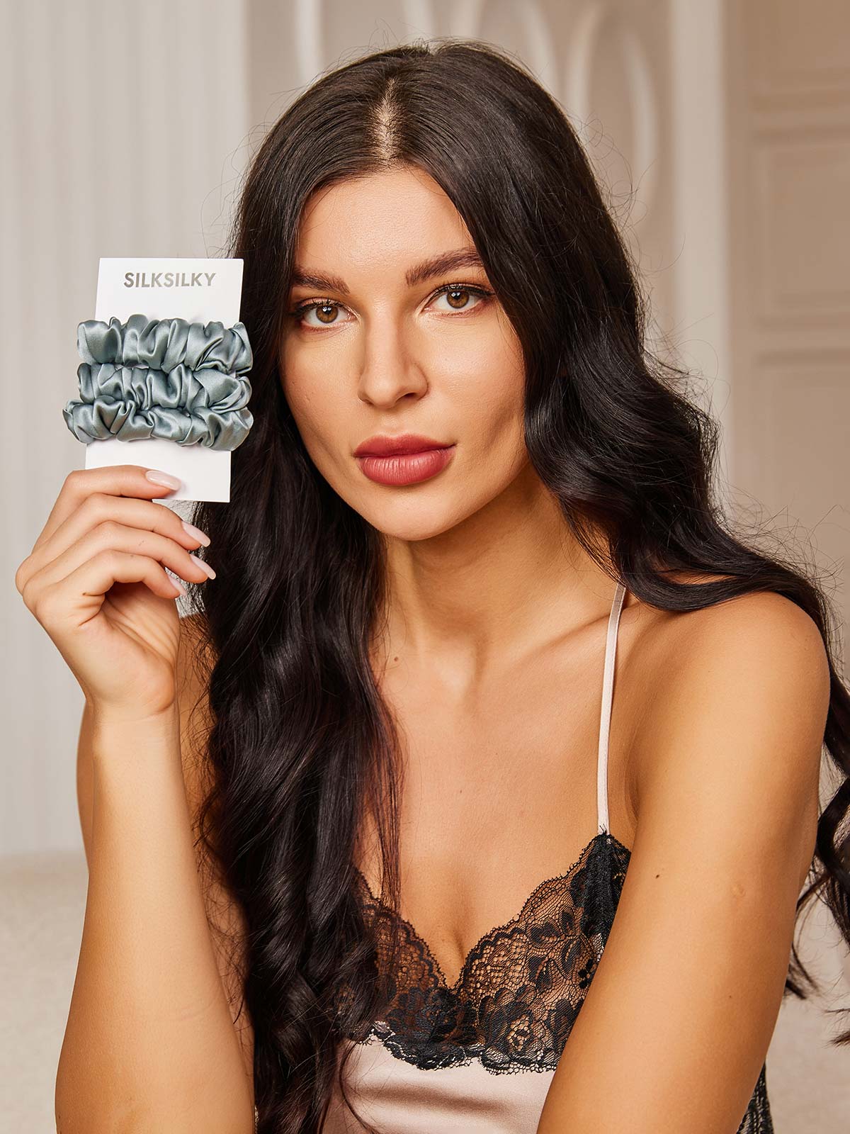 [Teräksensininen] SilkSilky-FI 19Momme Scrunchie 001