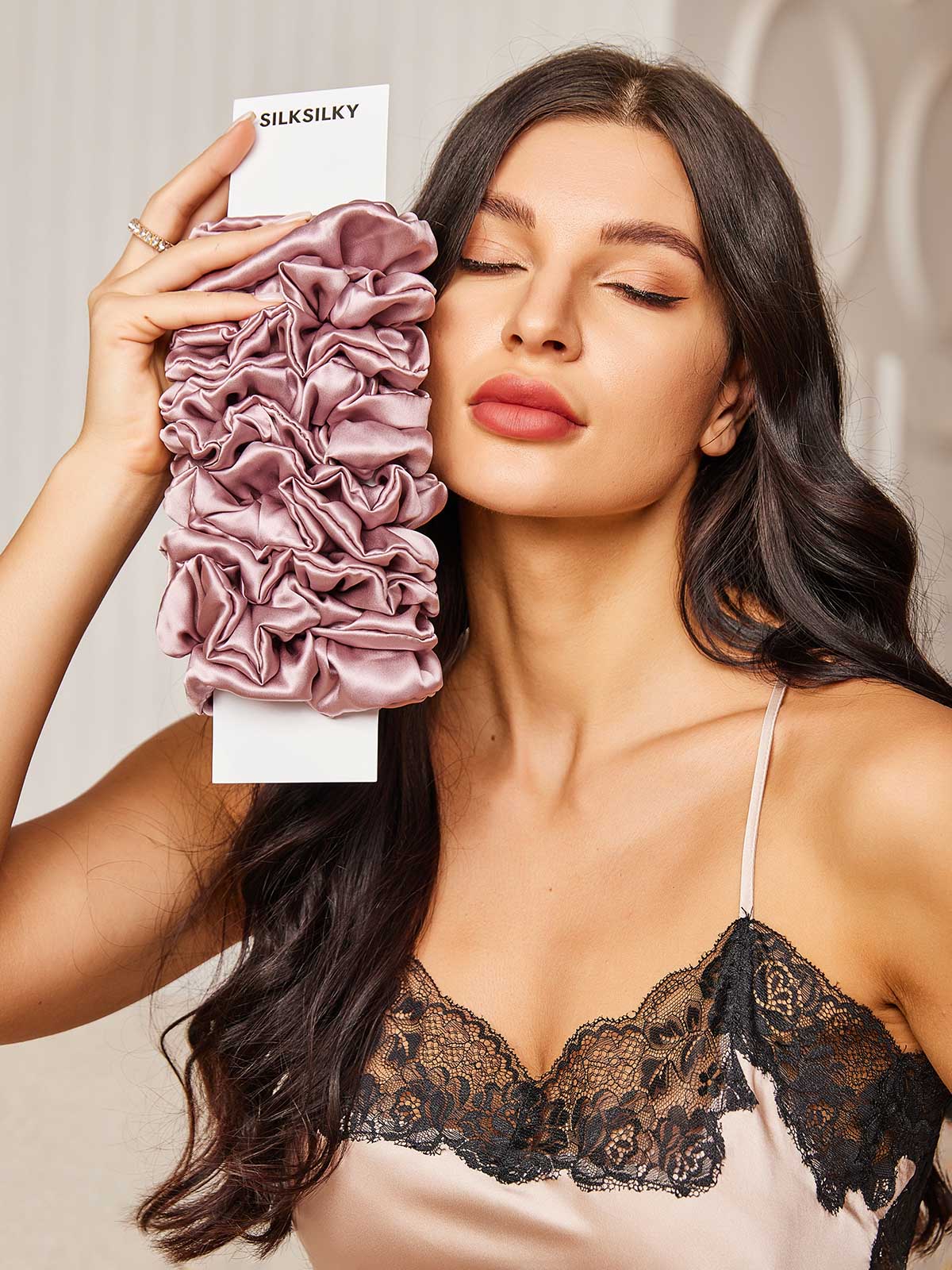 [Vaalean Mauve] SilkSilky-FI 19Momme Scrunchie 002