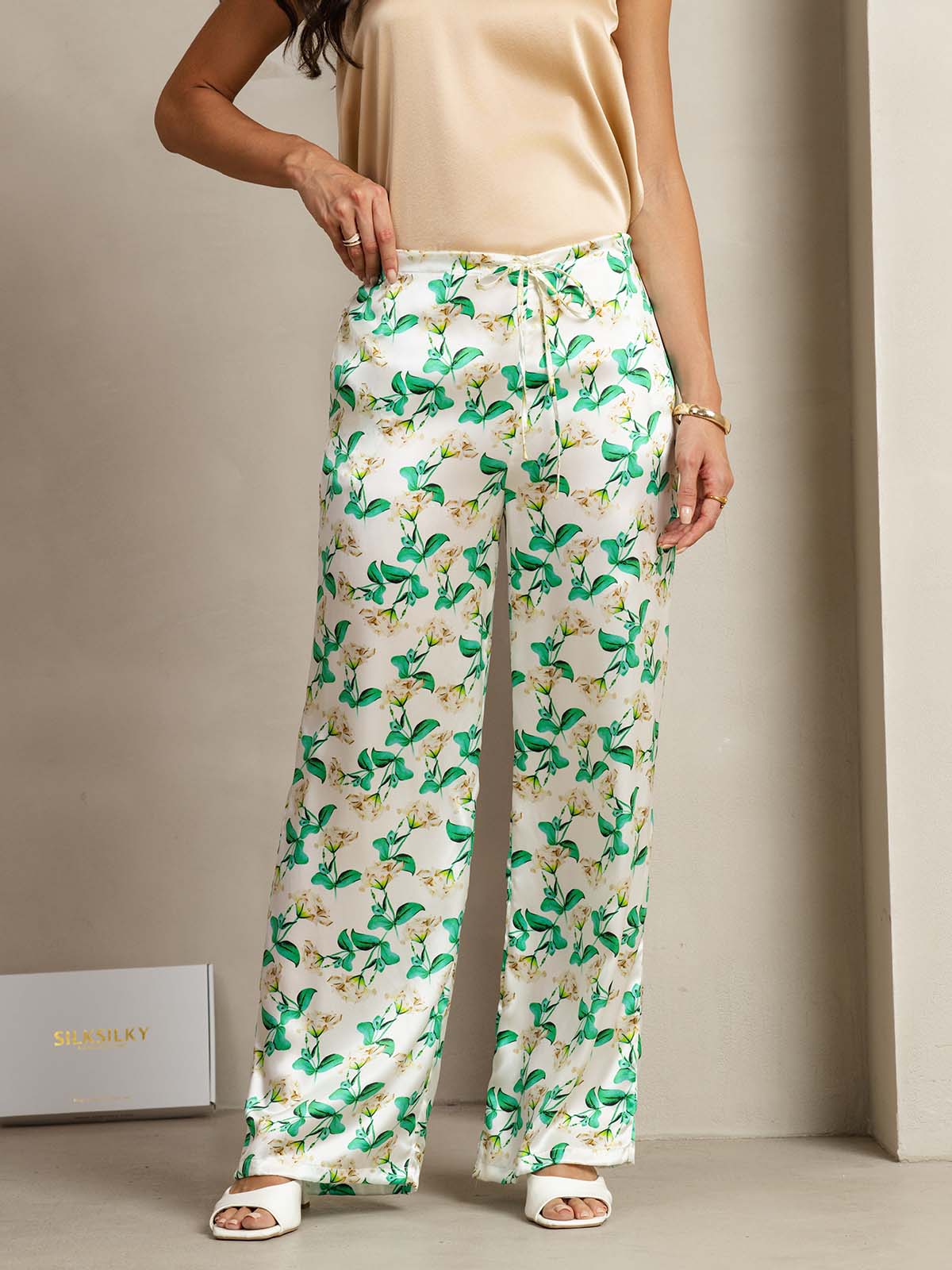 [Vihreä Kukka] SilkSilky-FI 19Momme Womens Pants 001