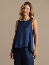 [Tummansininen] SilkSilky-FI Sleeveless Scoop Neck Naisten Pyjamat 003