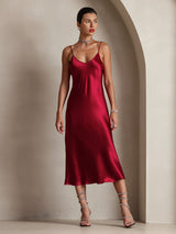[Viini] SilkSilky-FI Spaghetti Strap V Neck Mekko 006
