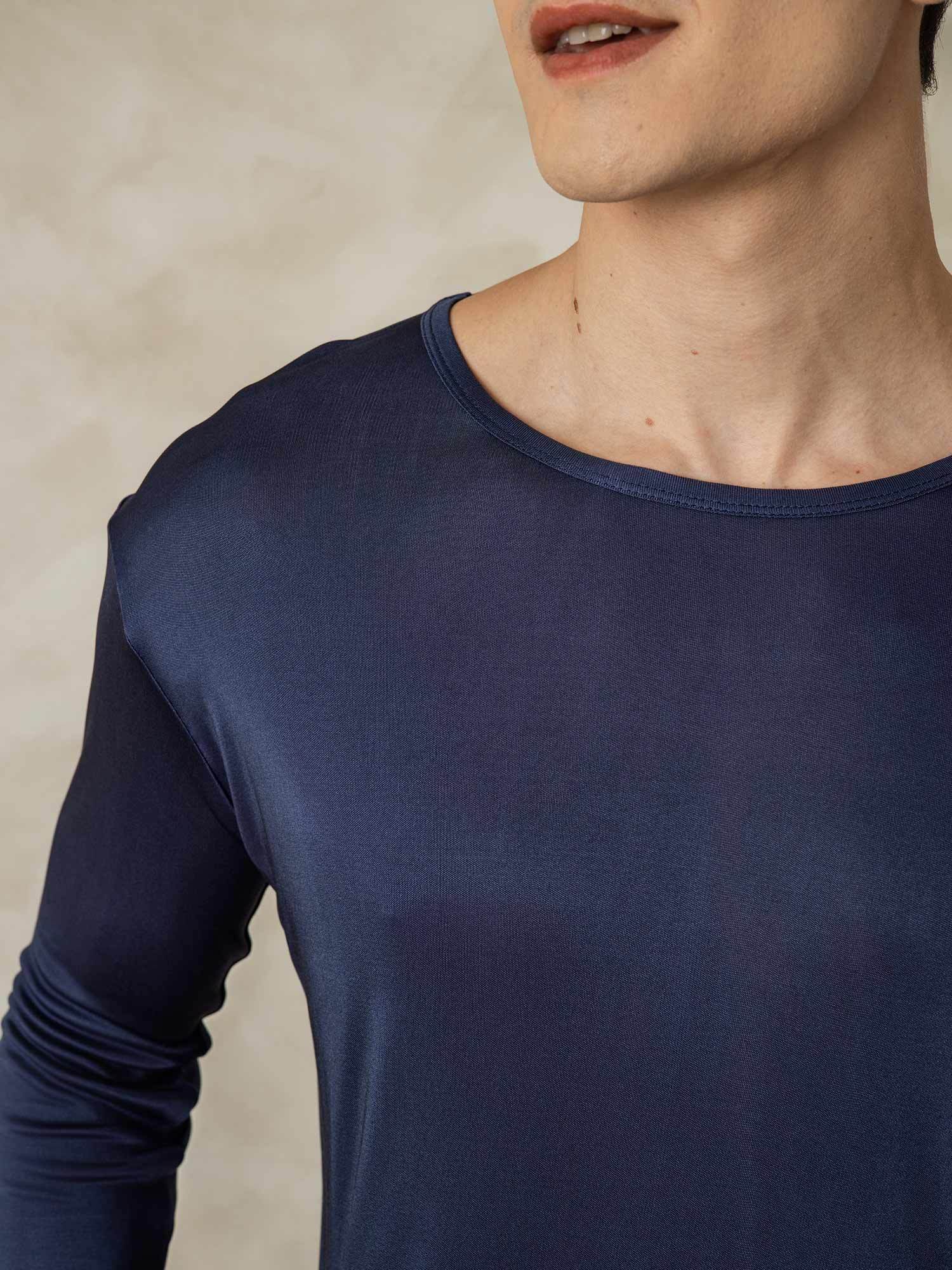 [Tummansininen] SilkSilky-FI Mens Pajamas 004