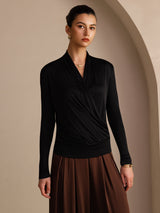 [Musta] SilkSilky-FI Long Sleeve Wrap Naisten Puserot 004
