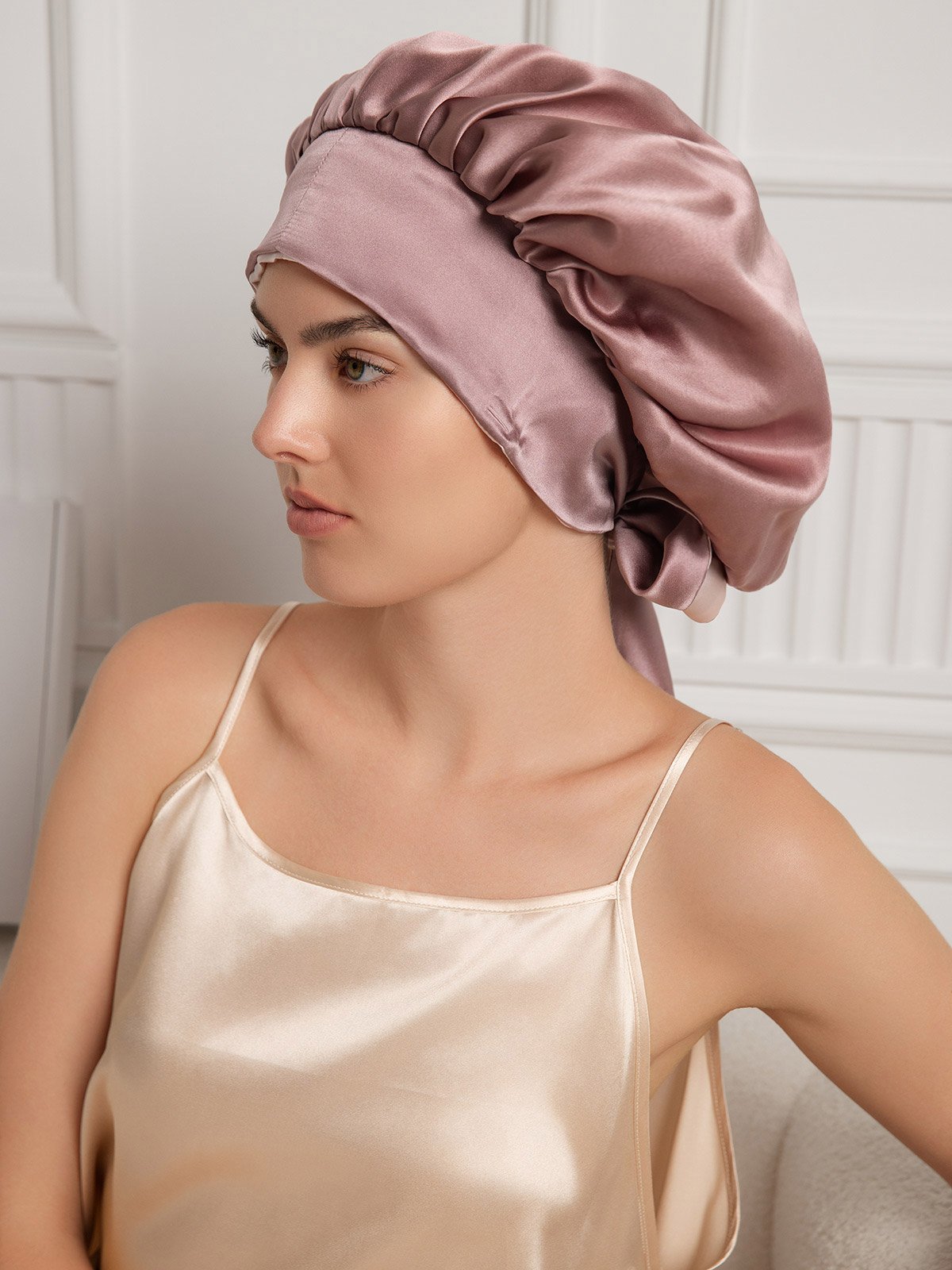 [Vaalean Mauve] SilkSilky-FI Sleep Cap 001