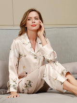 [Vaalea Pinkki] SilkSilky-FI Long Sleeve Notkokaulus Naisten Pyjamat 003