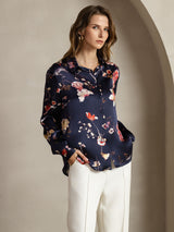 [Laivasto Kukka] SilkSilky-FI Long Sleeve Lapel Collar Naisten paita 001