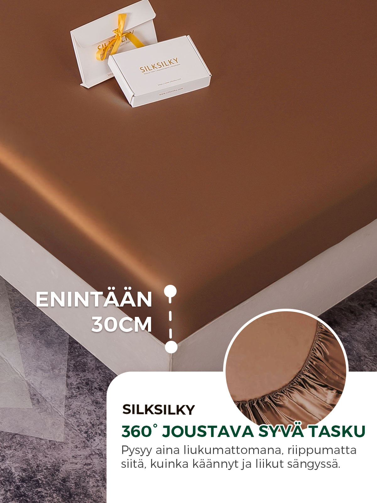 [Kahvi] SilkSilky-FI 22Momme Pure Silk Sheet 004