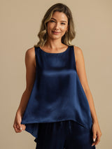 [Tummansininen] SilkSilky-FI Sleeveless Scoop Neck Camisole Top 002