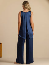 [Tummansininen] SilkSilky-FI Sleeveless Scoop Neck Camisole Top 006